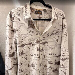 &Lore by Tahoe River Co. "The Explorer" Map Print Button Down - Size XL